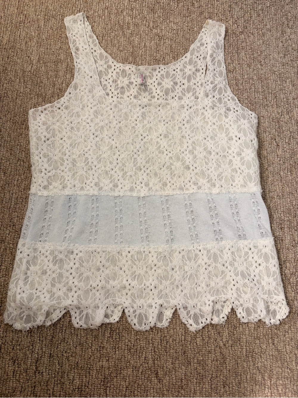 free people Women's White Lace Sleeveless Tank Top